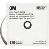 Utility Roll 211K, Aluminum Oxide, 2" W x 150' L, 180 Grit