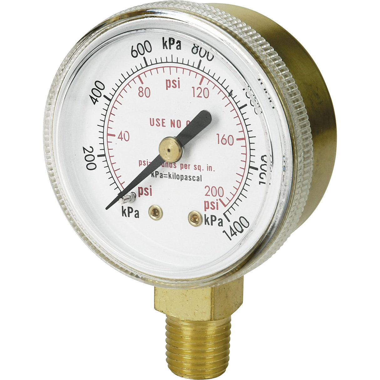 Brass Gauge, 2-1/2" , 400 psi, Bottom Mount, Analogue
