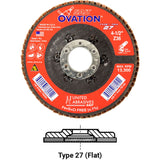 Ovation Flap Disc, 4-1/2" x 5/8"-11, Type 27, 80 Grit, Zirconium