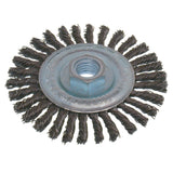 Economy High Speed Stringer Bead Knot Wire Wheel Brush, 6-1/2" Dia., 0.02" Fill, 5/8"-11 Arbor, Steel