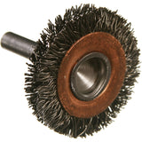 Circular Crimped Wire End Brushes, 1-1/2", 0.014" Fill, 1/4" Shank