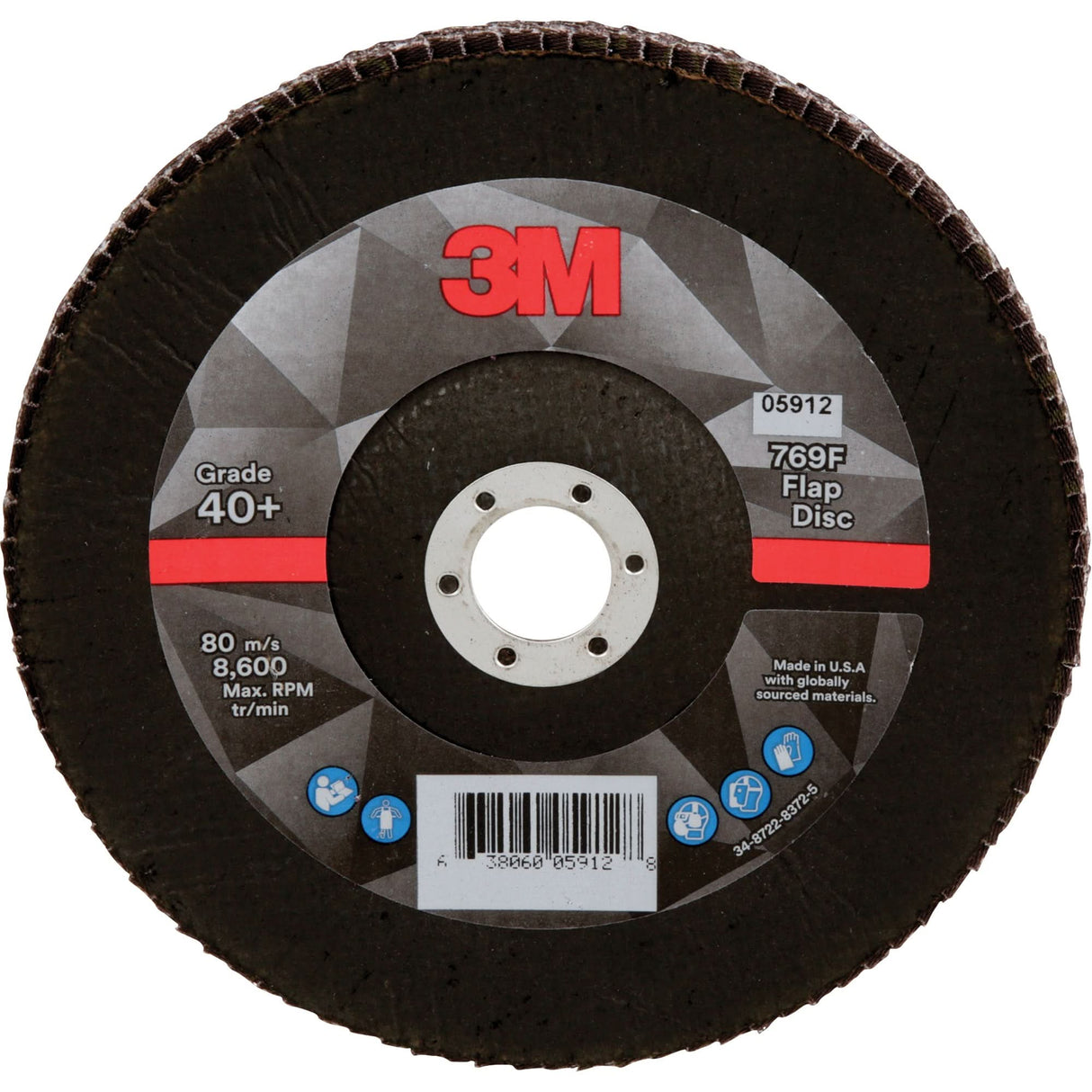 769F Quick Change Flap Disc, 7" x 5/8"-11, Type 29, 40+ Grit, Aluminum Oxide/Ceramic
