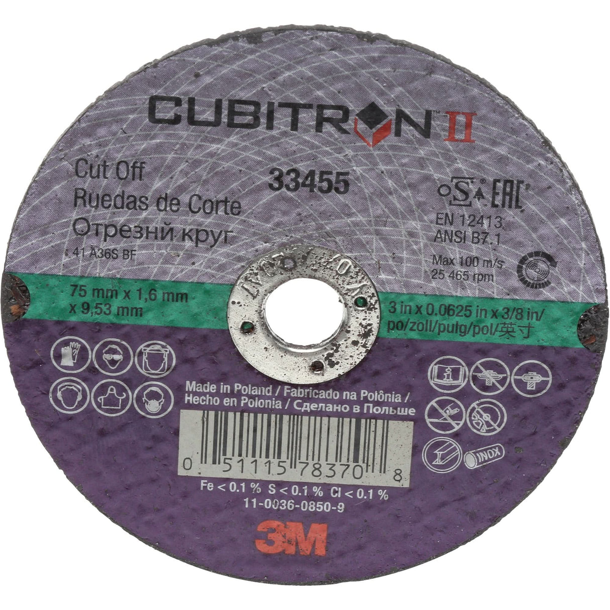 Cubitron™ II Cut-Off Wheel, 3" x 1/16", 3/8" Arbor, Ceramic