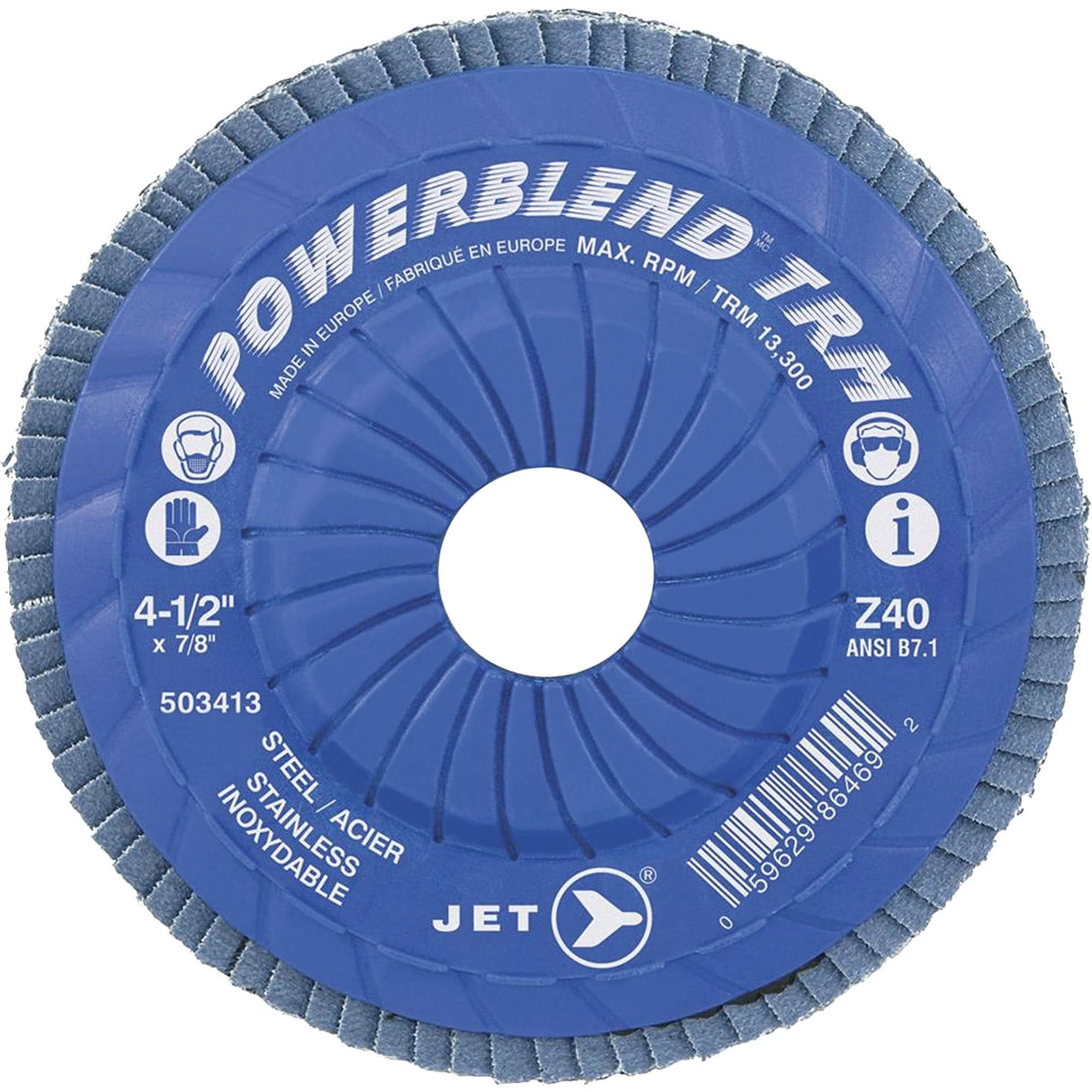 Powerblend TRM Trimmable Flap Disc, 4-1/2" x 7/8", Type 29, Z40 Grit, Zirconium