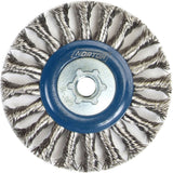 Full Cable Twist Wire Wheel, 4" Dia., 0.02" Fill, 5/8"-11 Arbor, Stainless Steel