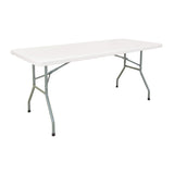 Folding Table, Rectangular, 60" L x 30" W, Polyethylene, White