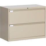 Lateral Filing Cabinet, Steel, 2 Drawers, 36" W x 18" D x 27-7/8" H, Beige
