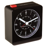 Desk Alarm Clock, Analog, Battery Operated, 3.5" W x 1.5" D x 3.75" H, Black