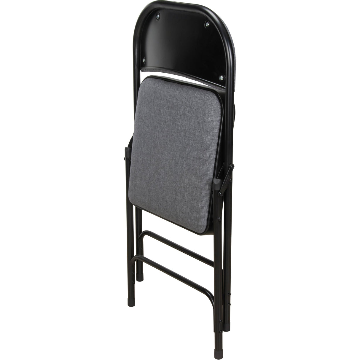Deluxe Fabric Padded Folding Chair, Steel, Grey, 300 lbs. Weight Capacity