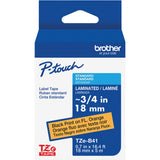 TZe-B41 Laminated Tape for TZe-Compatible P-Touch Label Makers, Black on Fluorescent Orange, 0.7" Width