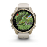 Fēnix® 8 – 43 mm AMOLED Soft Gold with Fog Gray/Dark Sandstone Band
