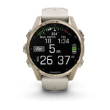 Fēnix® 8 – 43 mm AMOLED Soft Gold with Fog Gray/Dark Sandstone Band