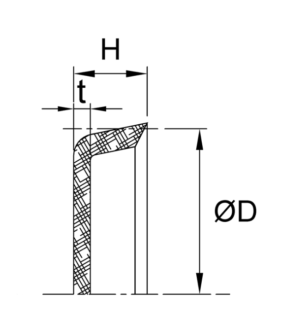Piston Cup (CF) 1.875" x 0.500" (H) x 0.125" (TK) - Neo-Fabric