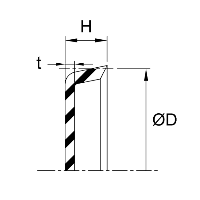 Piston Cup (CH) 5.000" x 0.750" (H) x 0.187" (TK) - Nitrile