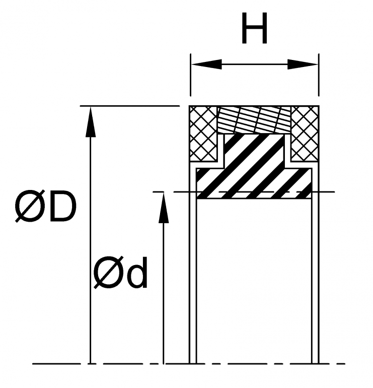 Piston Seal (CTS) 6.000" x 5.270" x 0.730" - PTFE/NYL/NBR