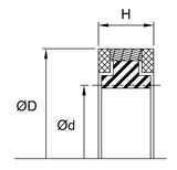 Piston Seal (P4A) 120mm x 105mm x 12mm - PTFE/NYL/NBR