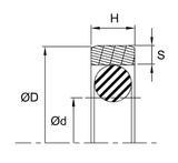 Piston Seal (PS2470) 3.250" x 2.634" x 0.225" - BR.PTFE/NBR