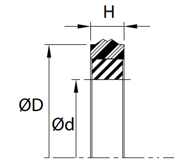 Piston Seal (PSP-AT) 4.000" x 3.625" x 0.375" - Polyurethane/Nitrile