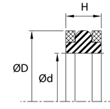 Piston T-Seal (TP) 0.625" x 0.375" x 0.185" - Nitrile/Nylon
