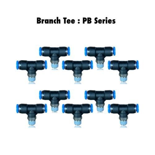 PB 1/4-N01 : Pneumatics-pro Push-in Branch Tee Fittings Tube Size 1/4" x Thread Size 1/8NPT PB1/4-N01 (BAG OF 10 PCS.)
