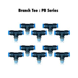PB 10-03 : Pneumatics-pro Push-in Branch Tee Fittings Tube Size 10mm x Thread Size 3/8R (BSPT) PB10-03 (BAG OF 10 PCS.)