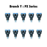 PX 3/8-N03 : Pneumatics-pro Push-in Branch Y Fittings Tube Size 3/8" x Thread Size 3/8NPT PX3/8-N03 (BAG OF 10 PCS.)