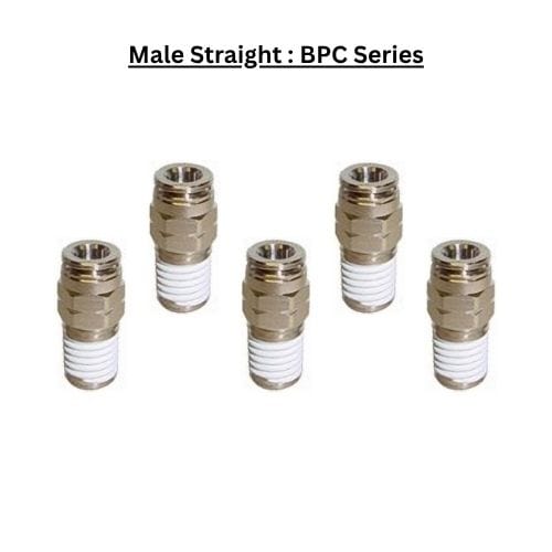 BPC08-01 : Male Straight Metal Push-in Fitting (BAG OF 5 PCS.)