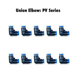 PV 6 : Pneumatics-pro Push-in Union Elbow Fittings Tube Size 6mm  PV6 (BAG OF 10 PCS.)