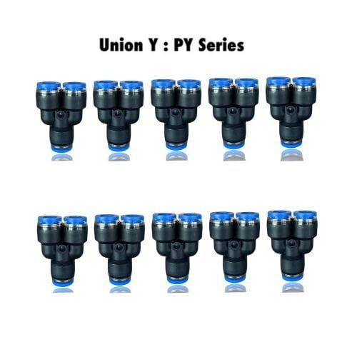 PY 10 : Pneumatics-pro Push-in Union Y Fittings Tube Size 10mm  PY10 (BAG OF 10 PCS.)