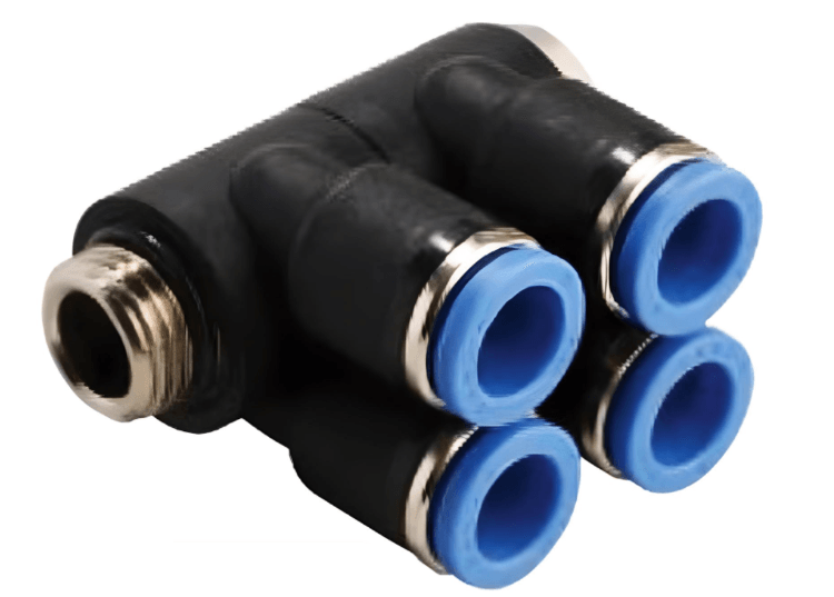 Push to Connect Double Branch Banjo 6mm Tube x 1/4" BSPP (G) Male