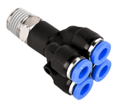 Push to Connect Double Wye "Y" Union 1/4" Tube x 1/4" NPT Male