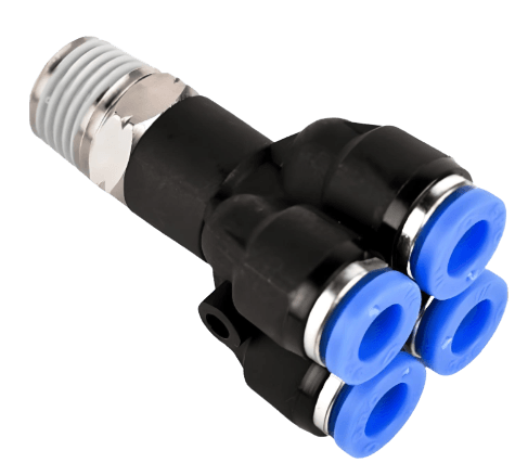 Push to Connect Double Wye "Y" Union 4mm Tube x 1/4" BSPT (R) Male