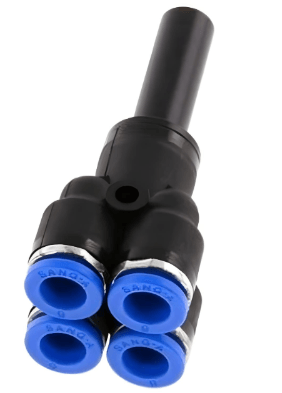 Push to Connect Double Wye "Y" Union Reducer 6mm Tube x 8mm Tube Plug in