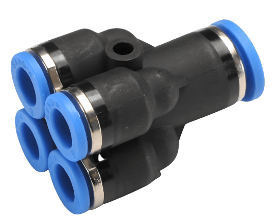 Push to Connect Double Wye "Y" Union Reducer 6mm x 4mm Tube OD