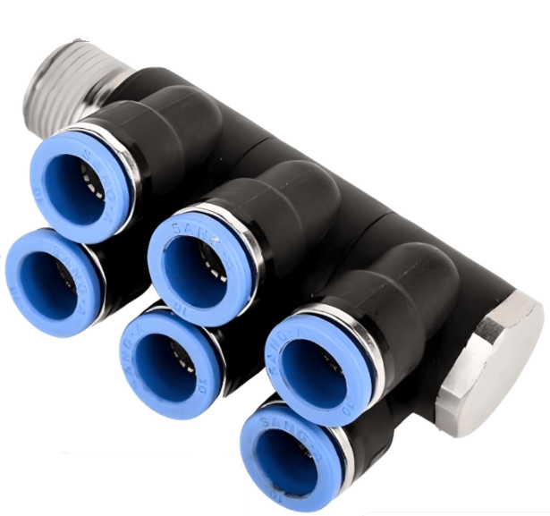 Push to Connect Triple Branch Banjo 4mm Tube x 1/8" BSPT (R) Male