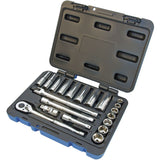 SW3821-6 6-Point SAE Socket & Socket Wrench Set, 21 Pcs, 3/8" Drive Size, Deep