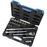 Metric Socket Wrench Set, 19 Pcs, 1/2" Drive Size