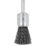E050-12 Shaft Mounted Crimped End Brush, 1/2", 0.012" Fill, 1/4" Shank