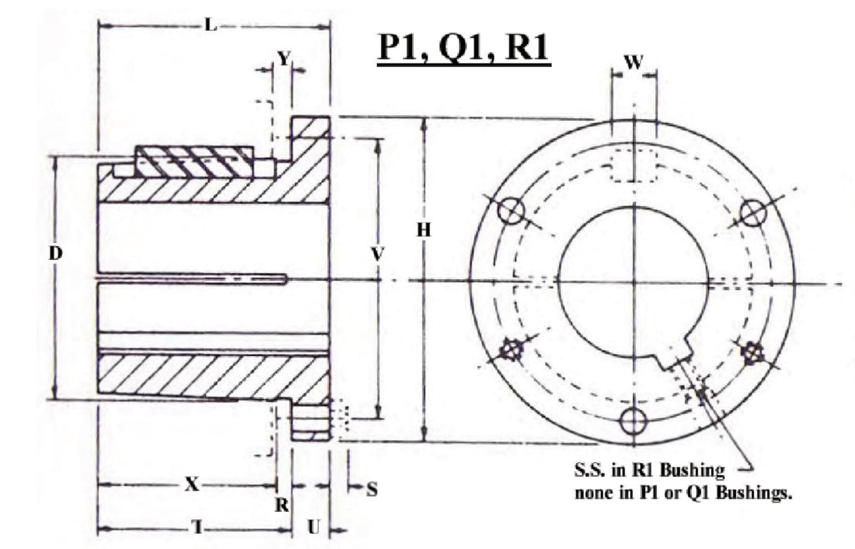 R1-2-7/16 Split Taper Bushing, 2-7/16" Bore