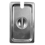 Couvercle inox avec trou pour contenant comptoir chaud / réfrigérés