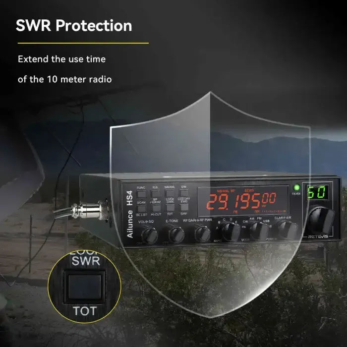Retevis HS4 Radio mobile amateur 10 mètres (SSB/AM/FM/PA)