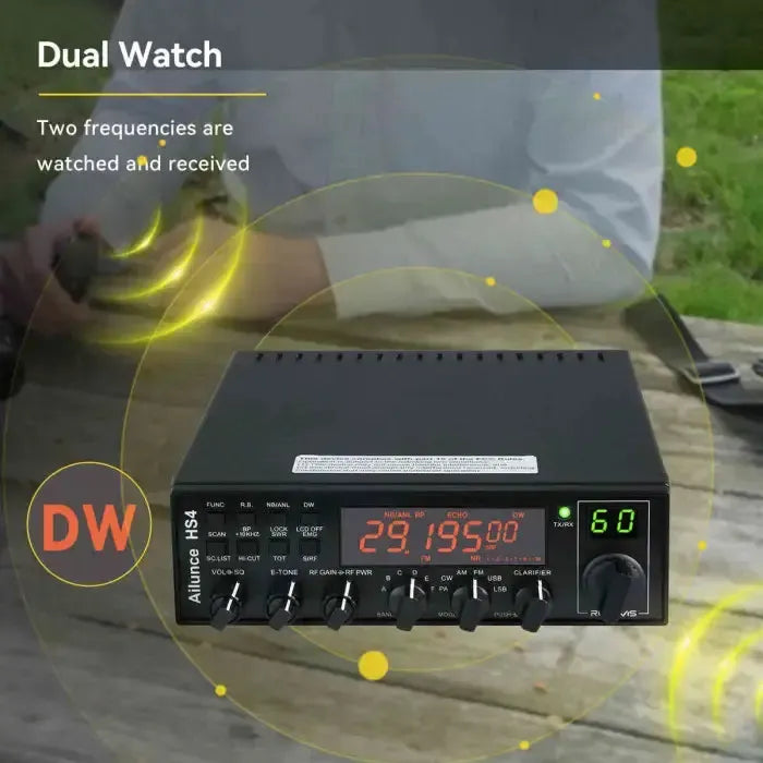 Retevis HS4 Radio mobile amateur 10 mètres (SSB/AM/FM/PA)