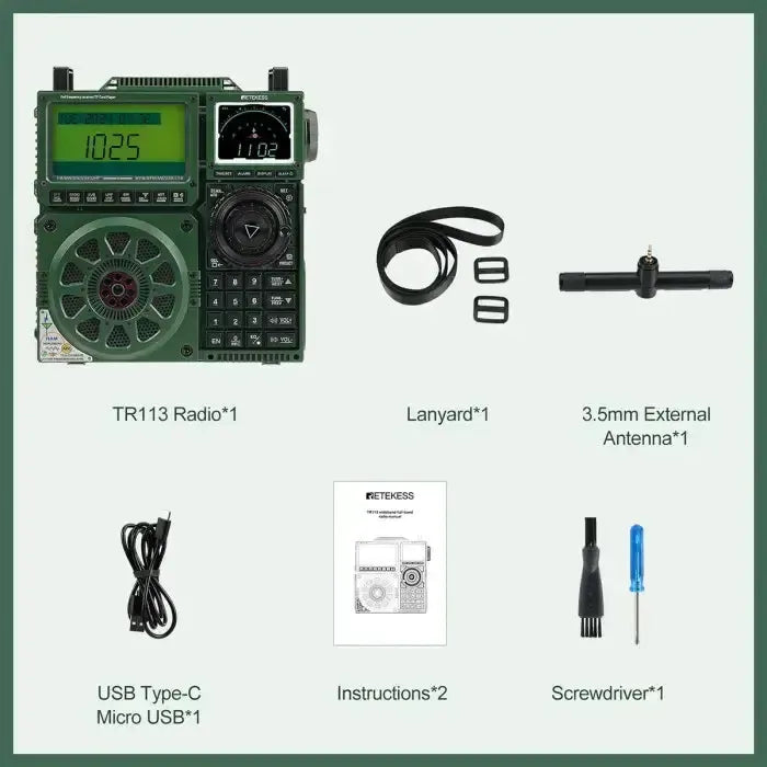 Récepteur scanner radio Retevis Retekess TR113 AM / FM / BLU / OC / OM / VHF / UHF