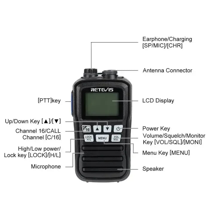 Radio marine flottante VHF Retevis RM01 (3W, étanche IP67)