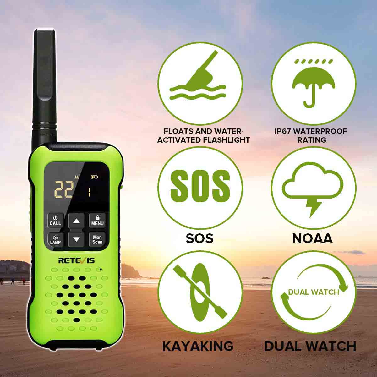 Retevis RT49P 2W Radio GMRS Étanche (IP67) - Lot de 2