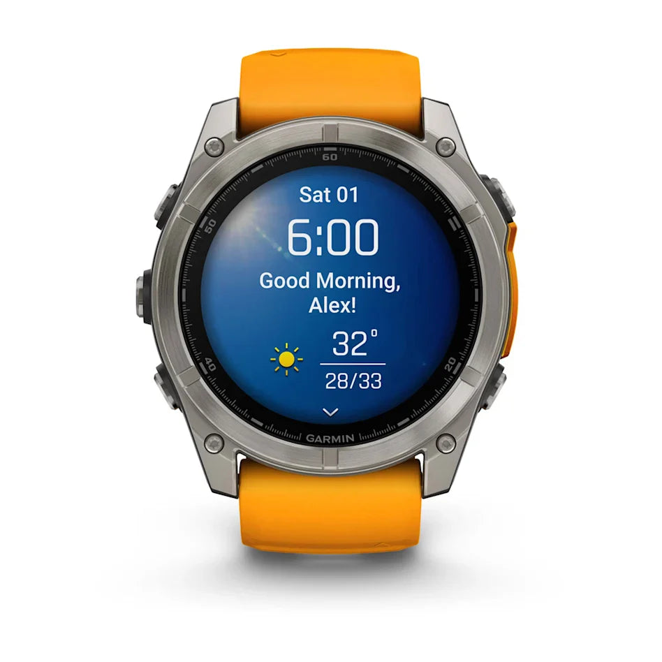 fēnix® 8 – 51 mm, AMOLED Sapphire, Titanium with Spark Orange/Graphite Band