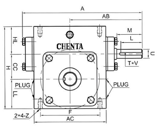 Right Angle Gear Speed Reducer 56C 50:1 Size 724 (Left Output) | BMU72450-L