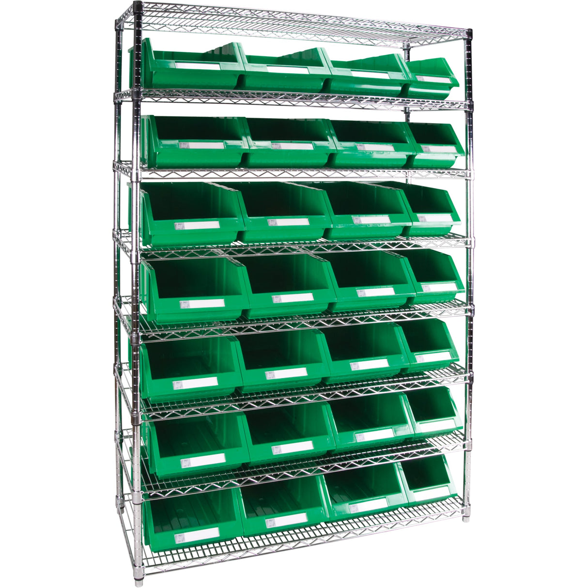 Heavy-Duty Wire Shelving Unit with Storage Bins, 8 Tiers, 48" W x 74" H x 18" D