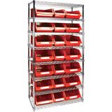 Heavy-Duty Wire Shelving Unit with Storage Bins, 8 Tiers, 36" W x 74" H x 18" D