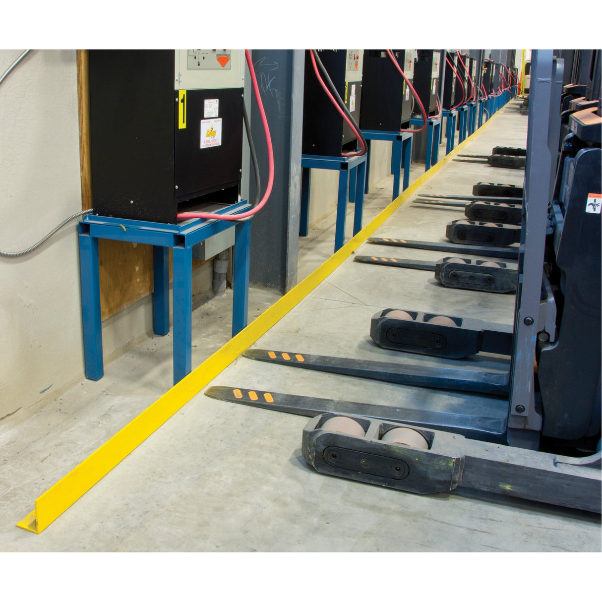 Floor Angle Guard Rails, Steel, 60" L x 5" H, Yellow